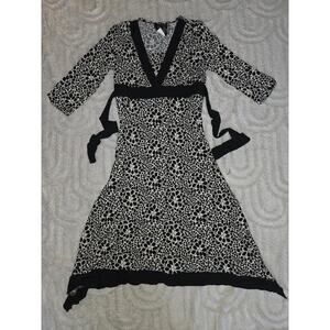 🖤 Speechless Black & Cream Floral Tie Dress – Girls' Size 16